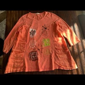 Orange 3/4 length sleeve shirt